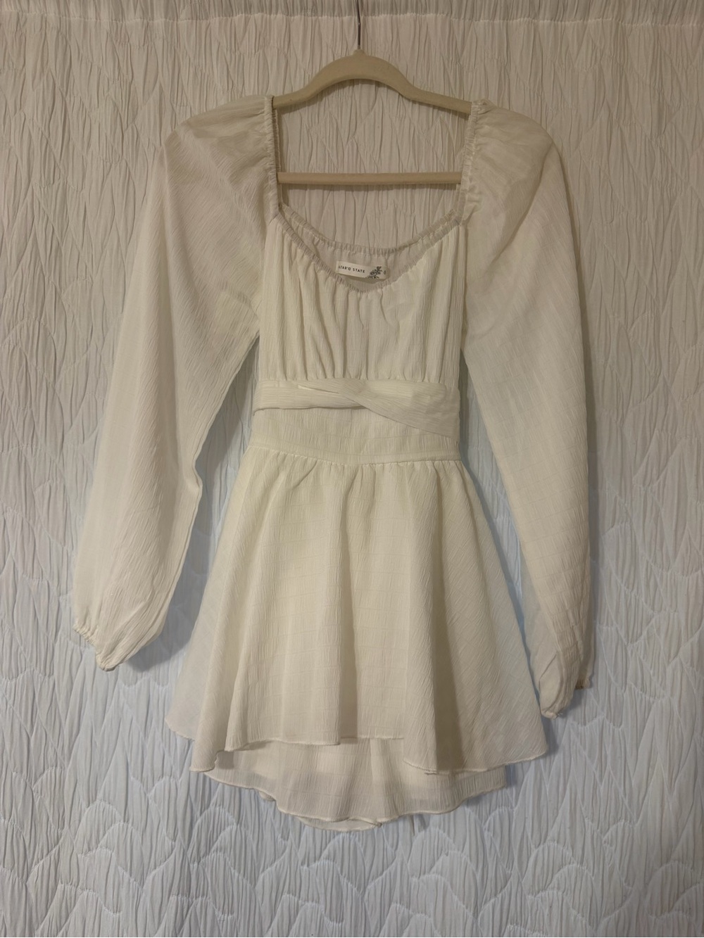 Altar'd State Cream Long-Sleeve Mini Dress